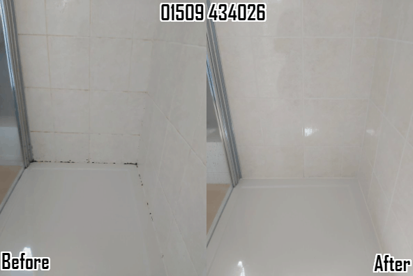 Tiled wall or floor limescale and mould removal in Shepshed Loughborough 01509 434026