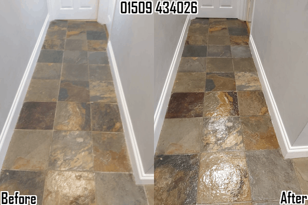 Slate floor tile cleaning & polishing in Nanpantan & Loughborough 01509 434026